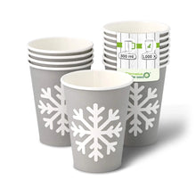 12 oz Paper cup Winter "Snowflake" , Ø 90 mm, grey