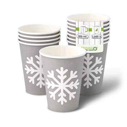12 oz Paper cup Winter "Snowflake" , Ø 90 mm, grey
