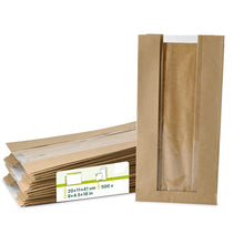 Kraft bags with window L, 20 + 11 x 41 cm, kraft