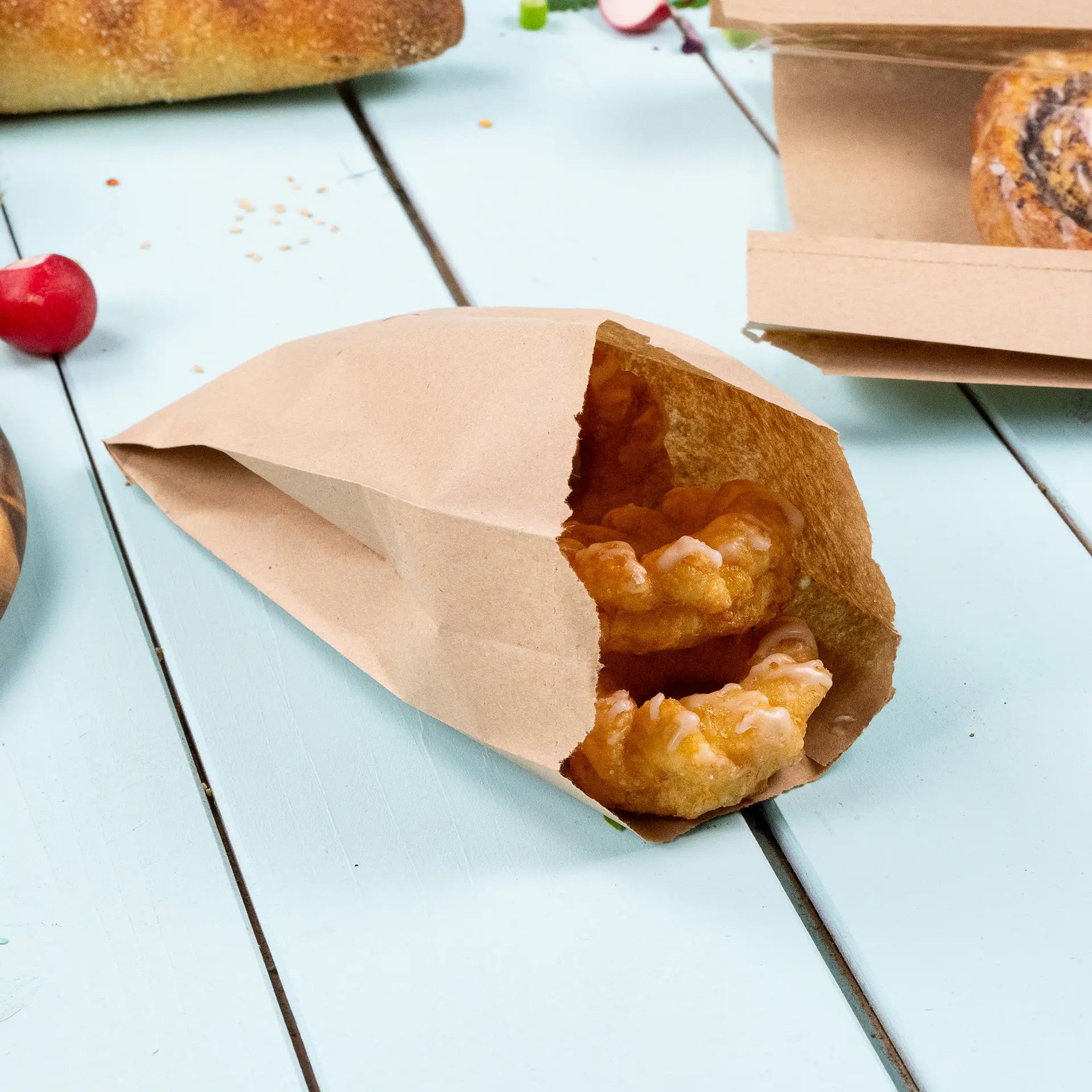 Flat paper bags, 10 x 5 x 19 cm, kraft