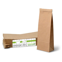 Block bottom bags M, 10 x 6 x 27,5 cm, PP-foil, brown, tin tie, kraft paper