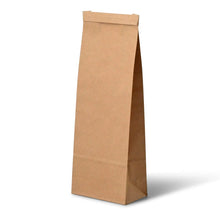 Block bottom bags M, 10 x 6 x 27,5 cm, PP-foil, brown, tin tie, kraft paper