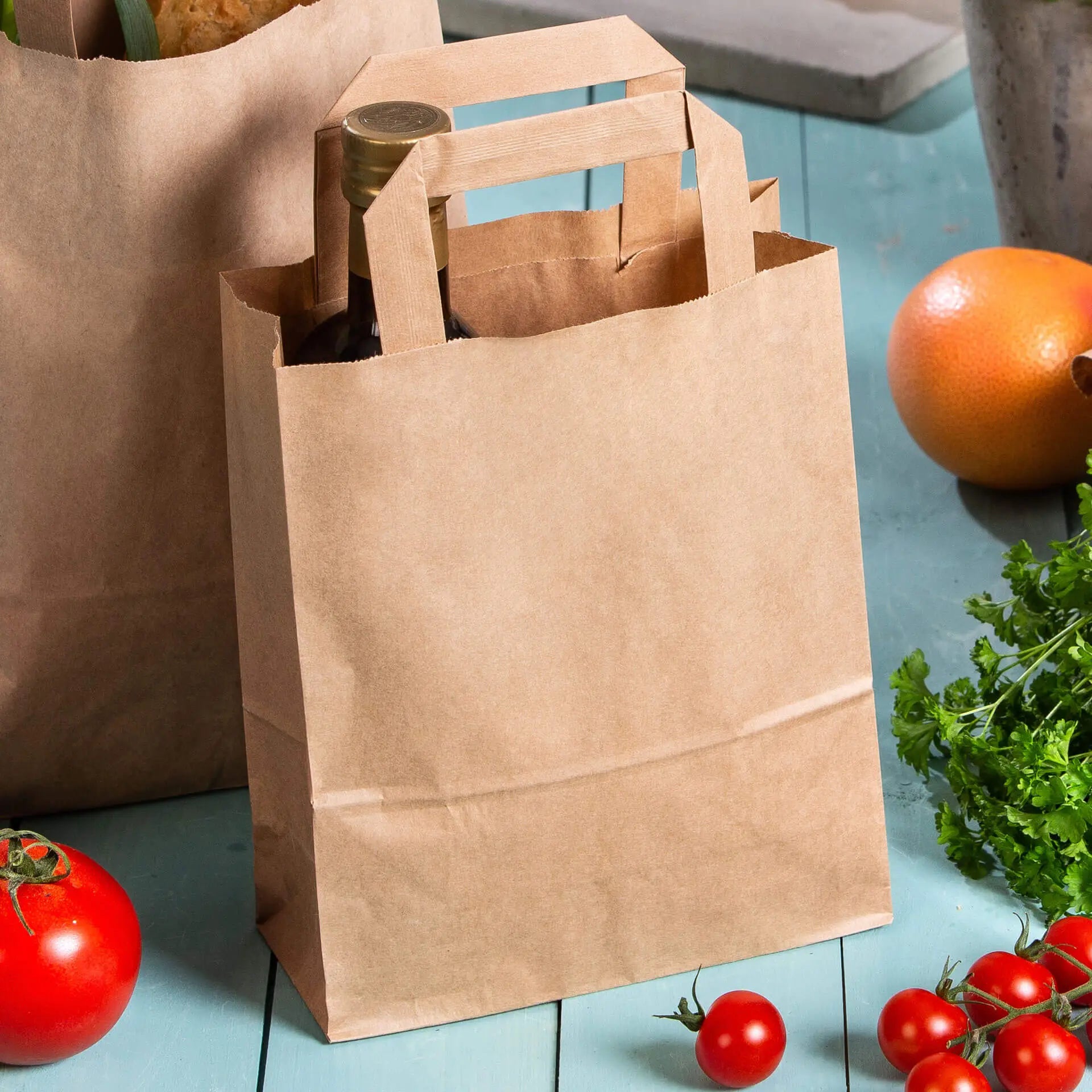 Recycling paper-carrier bags S, 18 x 8 x 22 cm, kraft