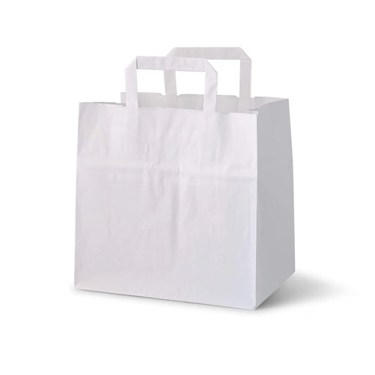 Kraft paper-carrier bags L, 26 x 17 x 25 cm, white, wide base