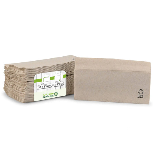 Paper napkins / serviettes 33 x 33 cm, 1-ply, 1/8 fold, unbleached