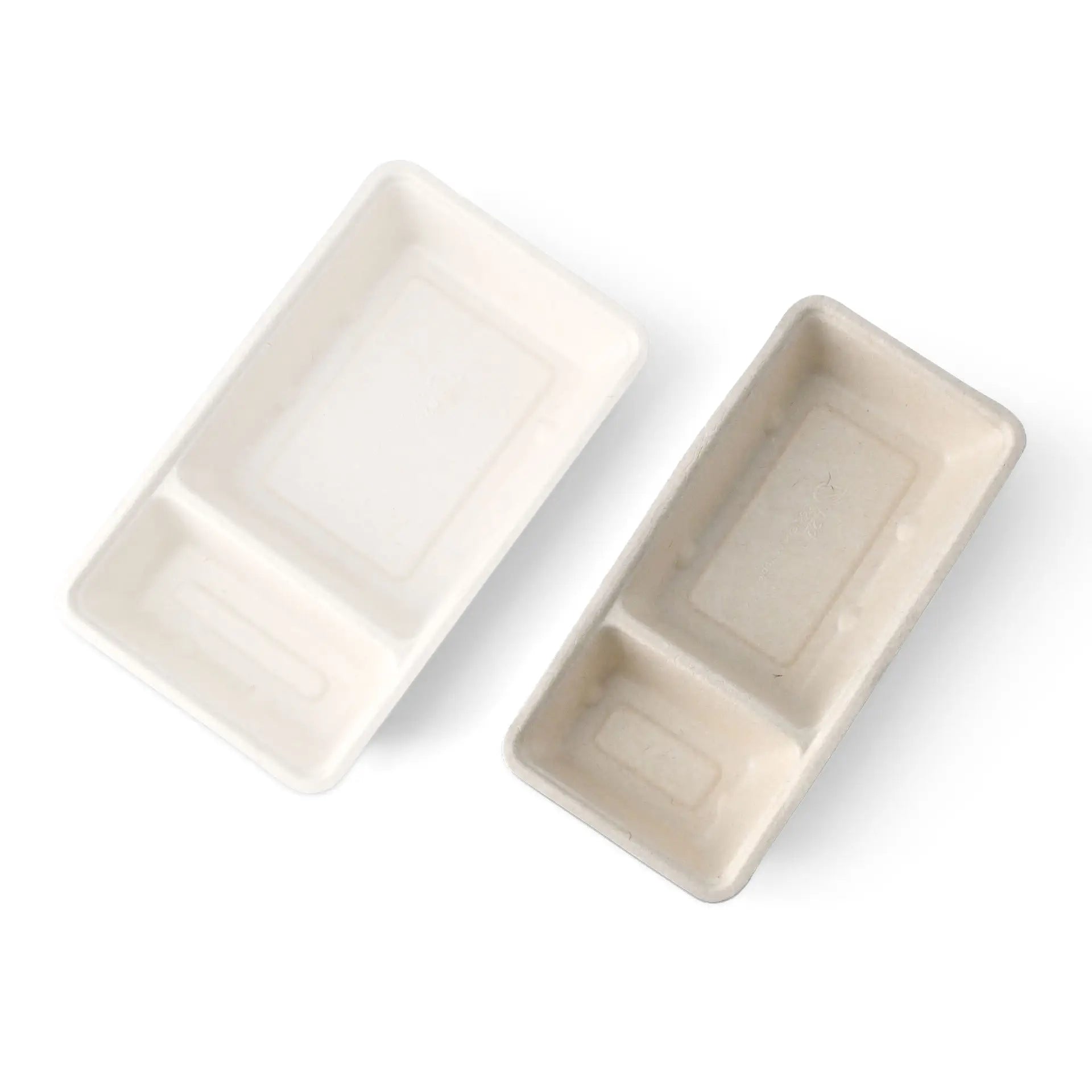 Bagasse chip tray, 2 compartments, 9.5 x 20 x 3.5 cm