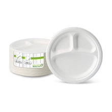 Ø 22 cm, Sugarcane-menu plate 3 compartments, round