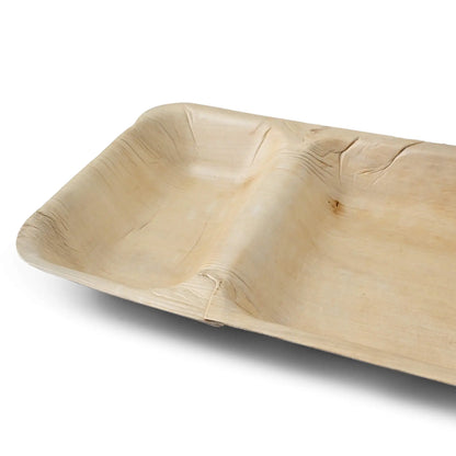 Palm Leaf Dinner Plate "Palmware®" 25 x 15 cm, 2 compartments, rectangular
